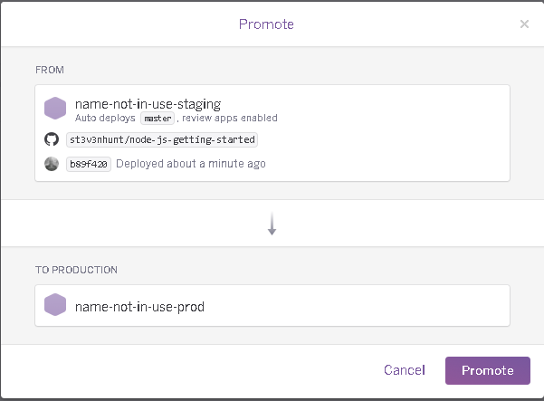 Promote staging to production